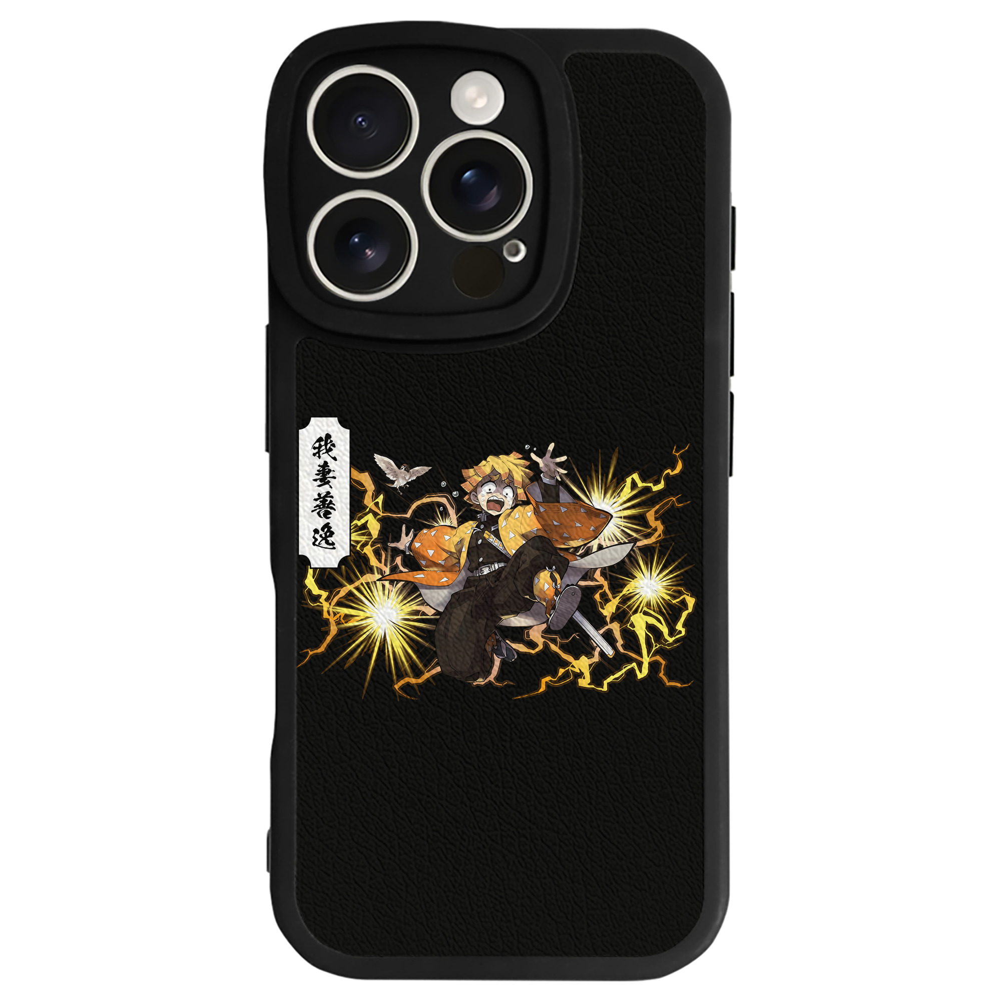 （画像用） 鬼滅の刃（きめつのやいば）我妻 善逸／あがつま ぜんいつ Agatsuma Zenitsu 【iPhone 16シリーズ対応】シリコンスマホケース（レザー調） 材質：シリコン